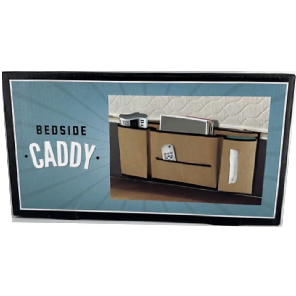 The Original Fun Workshop Bedside Caddy, 5 Pocket Caddy With Tissue Pocket - Tan